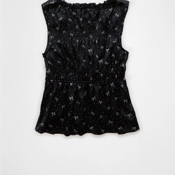 American eagle 🦅 Black Sleeveless Top with Bow Pattern open front - Picture 5 of 13